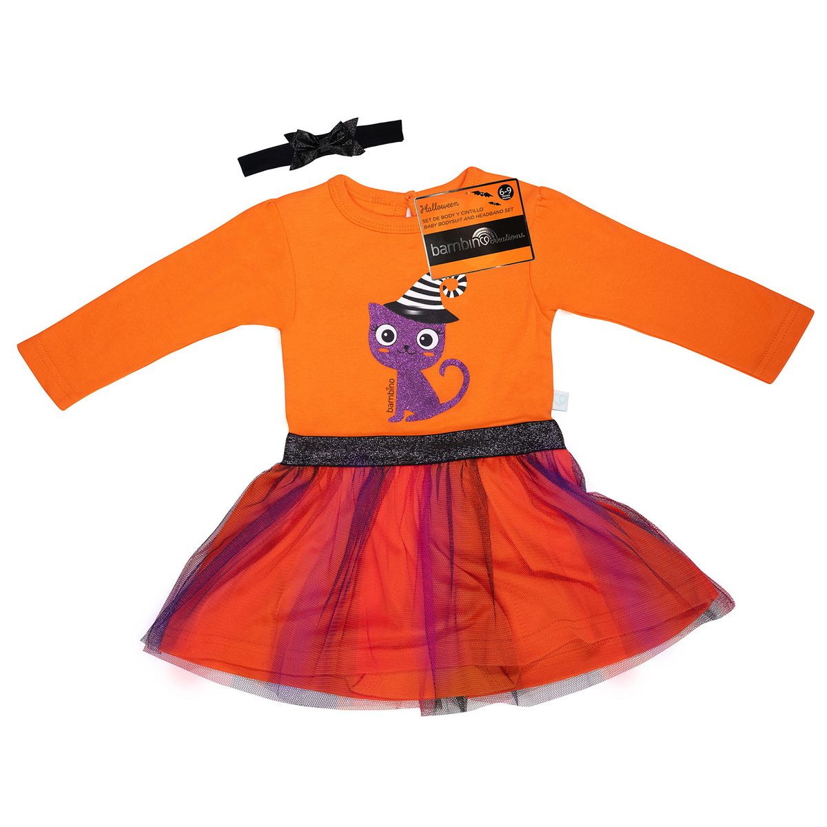 BAMBINO - Body Halloween Gato Niña 18-24 Meses