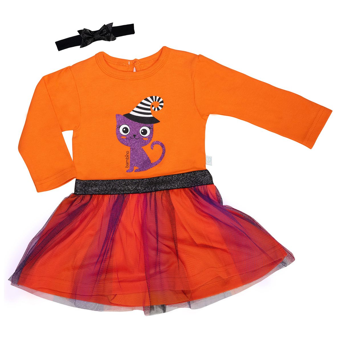 BAMBINO - Body Halloween Gato Niña  6-9 Meses