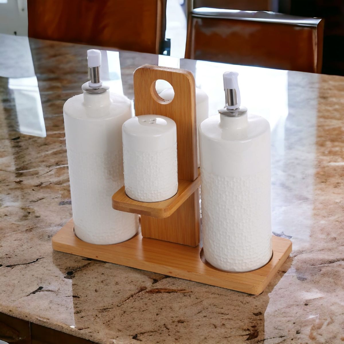 SOHOGAR - Alcuza de cerámica blanca 5 piezas