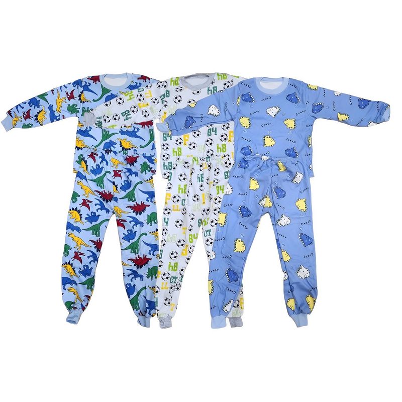 AGW - Pack 3 Pijamas Algodón Franela Niño Colores Surtidos
