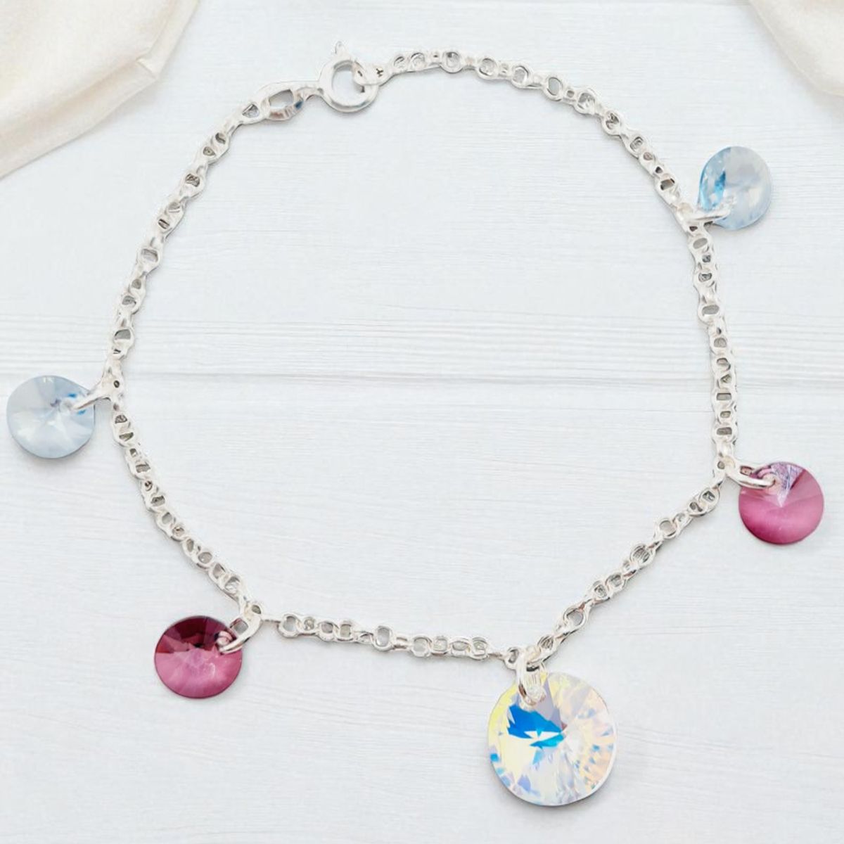 JOYAS MONTERO - Pulsera Nepal Plata 925 creado con cristales de Swarovski® Antique Pink