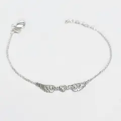 ROSETT - Pulsera rolo con circón en corazón y alas a los lados