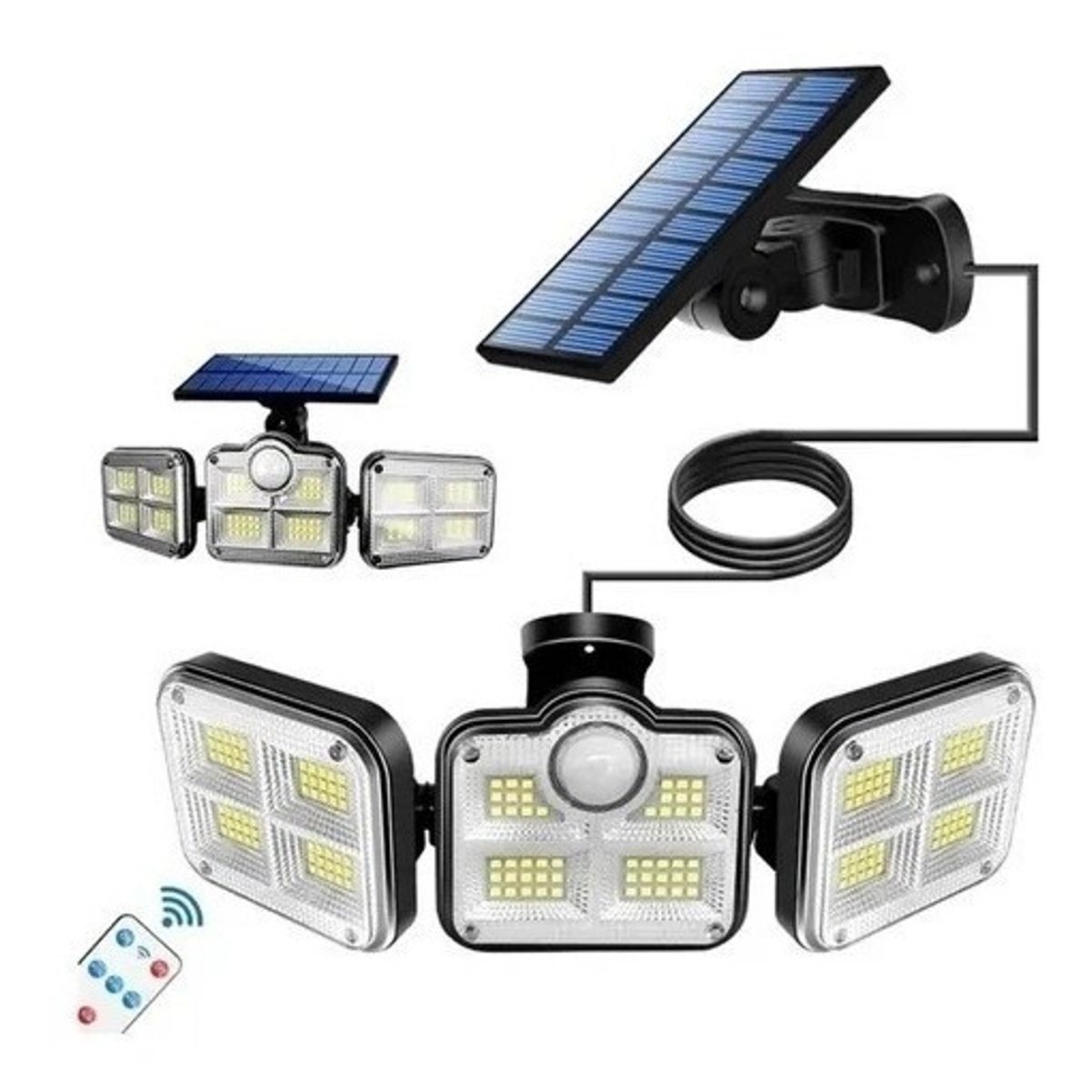 U BUY - Luz Solar Foco Triple Cabezal Con Sensor De Movimientos/f226