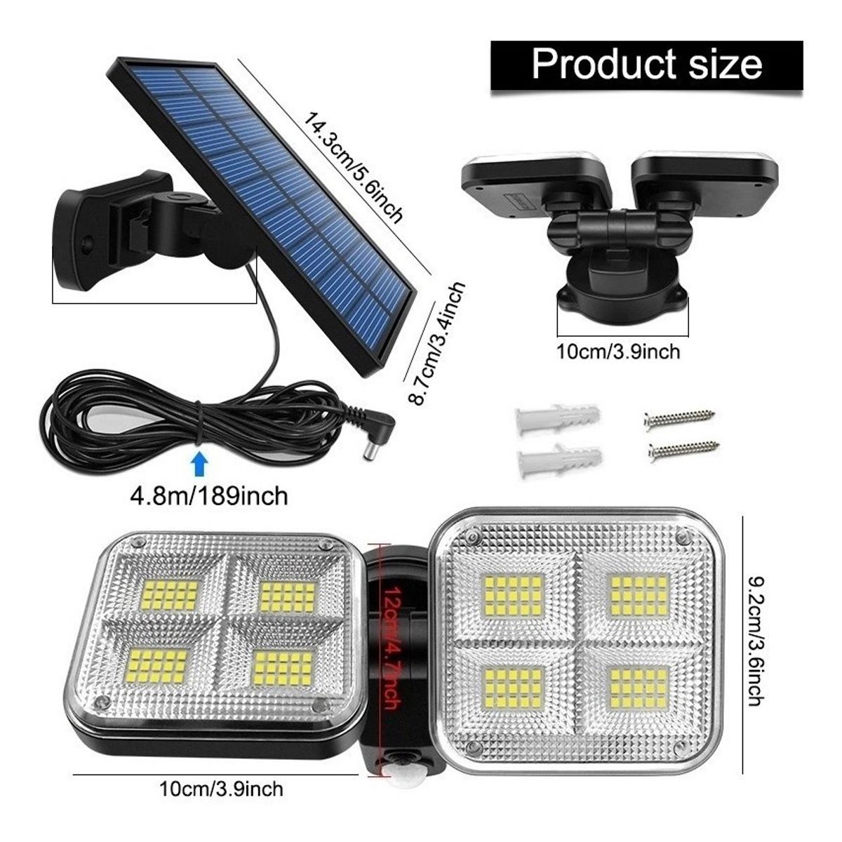 U BUY - Luz Solar Foco Triple Cabezal Con Sensor De Movimientos/f226
