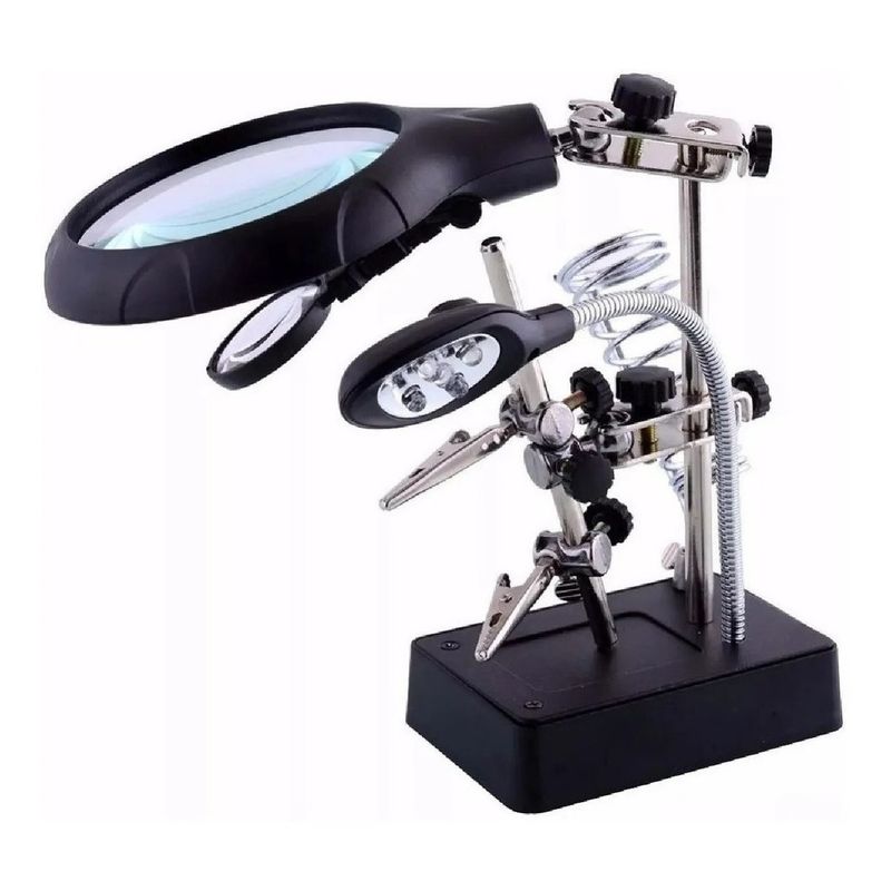 U BUY - Lupa Escritorio Soporte Pinza Luz Led Tercera Mano Cautin