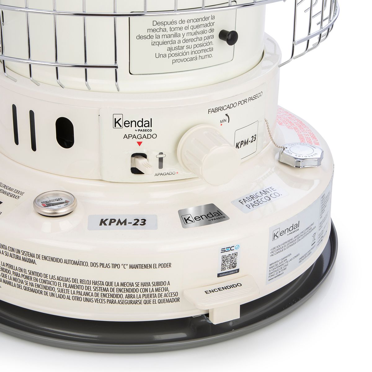 KENDAL - Estufa a Parafina Mecha KPM-23 Blanca