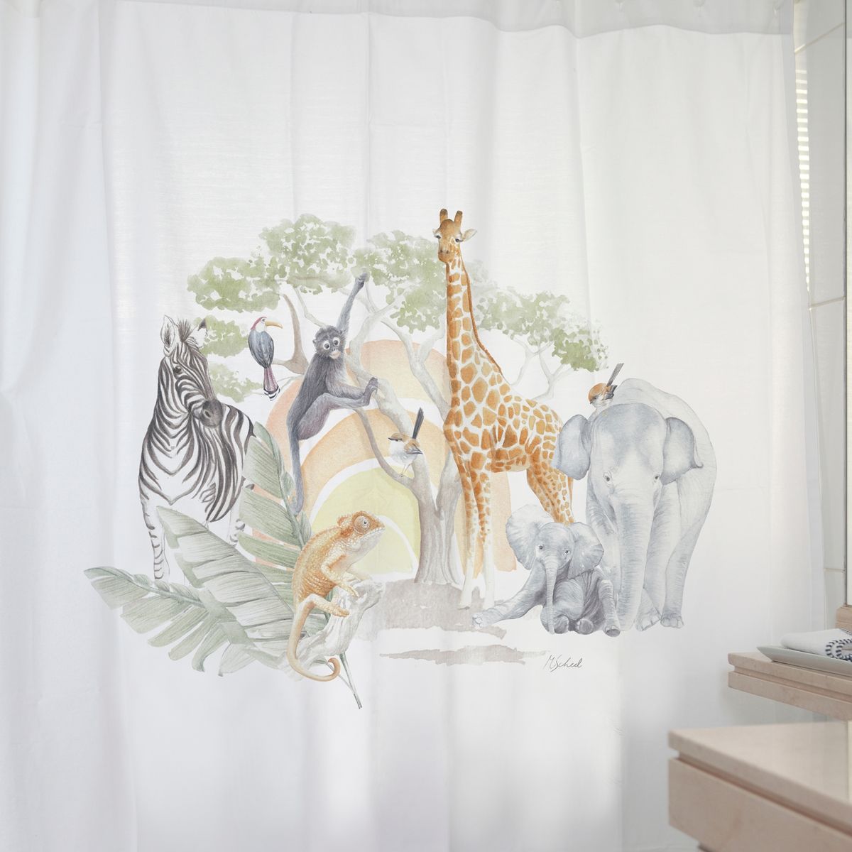 MARGARITA SCHEEL BY CASA ALVARINHO - CORTINA DE BAÑO ALGODÓN SAFARI