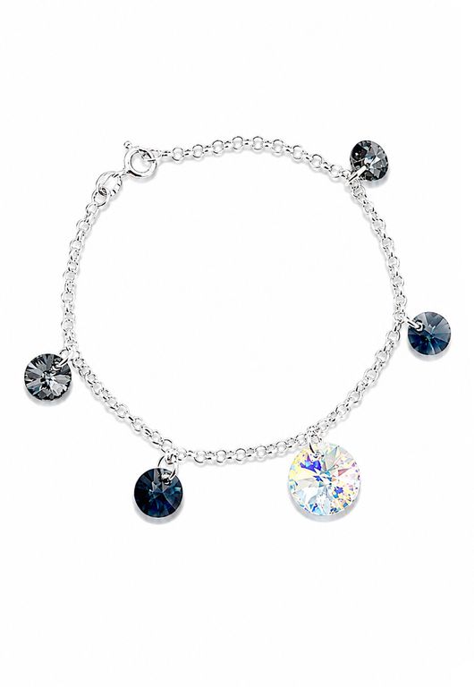Pulsera Nepal Plata 925 creado con cristales de Swarovski Silver Night Plateado TALLA UNICA