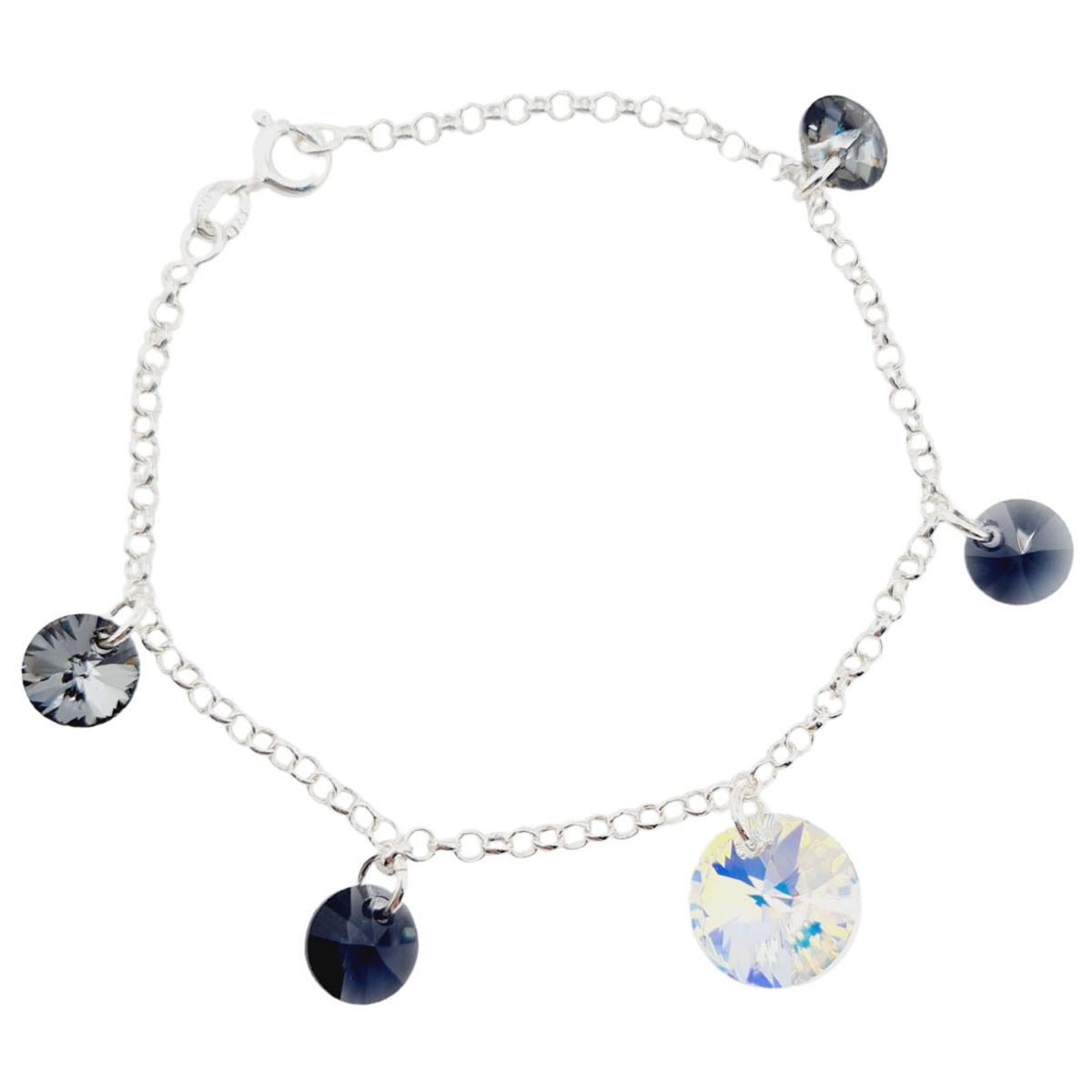 JOYAS MONTERO - Pulsera Nepal Plata 925 creado con cristales de Swarovski® Silver Night