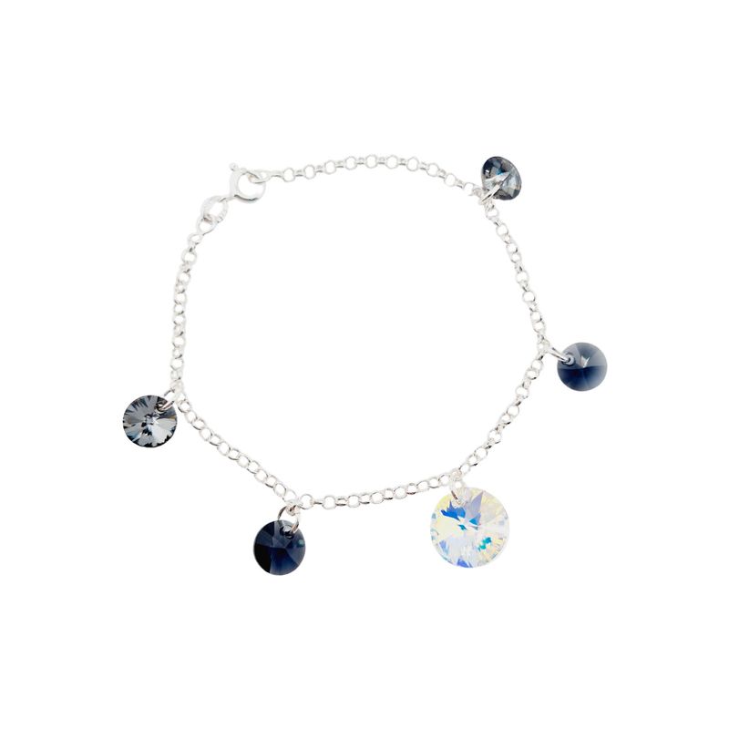 JOYAS MONTERO - Pulsera Nepal Plata Italiana 925 Cristal Genuino Silver Night.