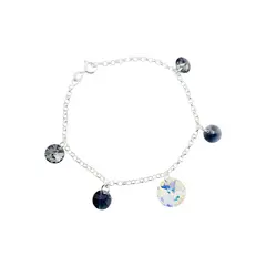 JOYAS MONTERO - Pulsera Nepal Plata Italiana 925 Cristal Genuino Silver Night.