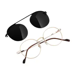 BONOBOSS - Lentes Ópticos de Acero Round Imán Clip - Dorado - Talla Única