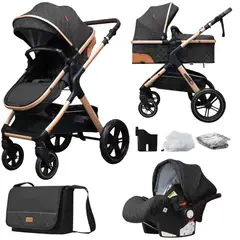 CRUSEC - Coche Cuna Bebé 5 En 1 Plegable Multifuncional y Accesorios