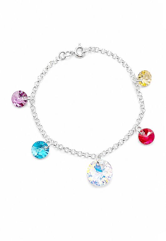 Pulsera Nepal Plata 925 Cristal creado con cristales de Swarovski Colores Plateado TALLA UNICA
