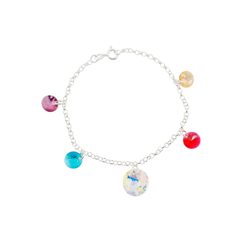 JOYAS MONTERO - Pulsera Nepal Plata Italiana 925 Cristal Genuino Colores.