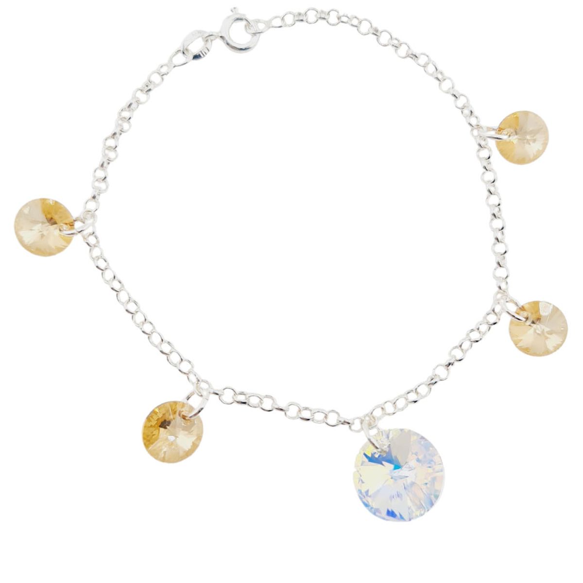 JOYAS MONTERO - Pulsera Nepal Plata 925 creado con cristales de Swarovski® Golden Shadow