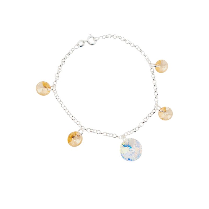 JOYAS MONTERO - Pulsera Nepal Plata Italiana 925 Cristal Genuino Golden Shadow