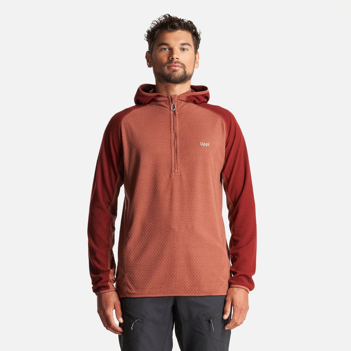 LIPPI - Poleron Hombre Jacaranda Nano-F 1/4 Zip Hoody Terracota Lippi
