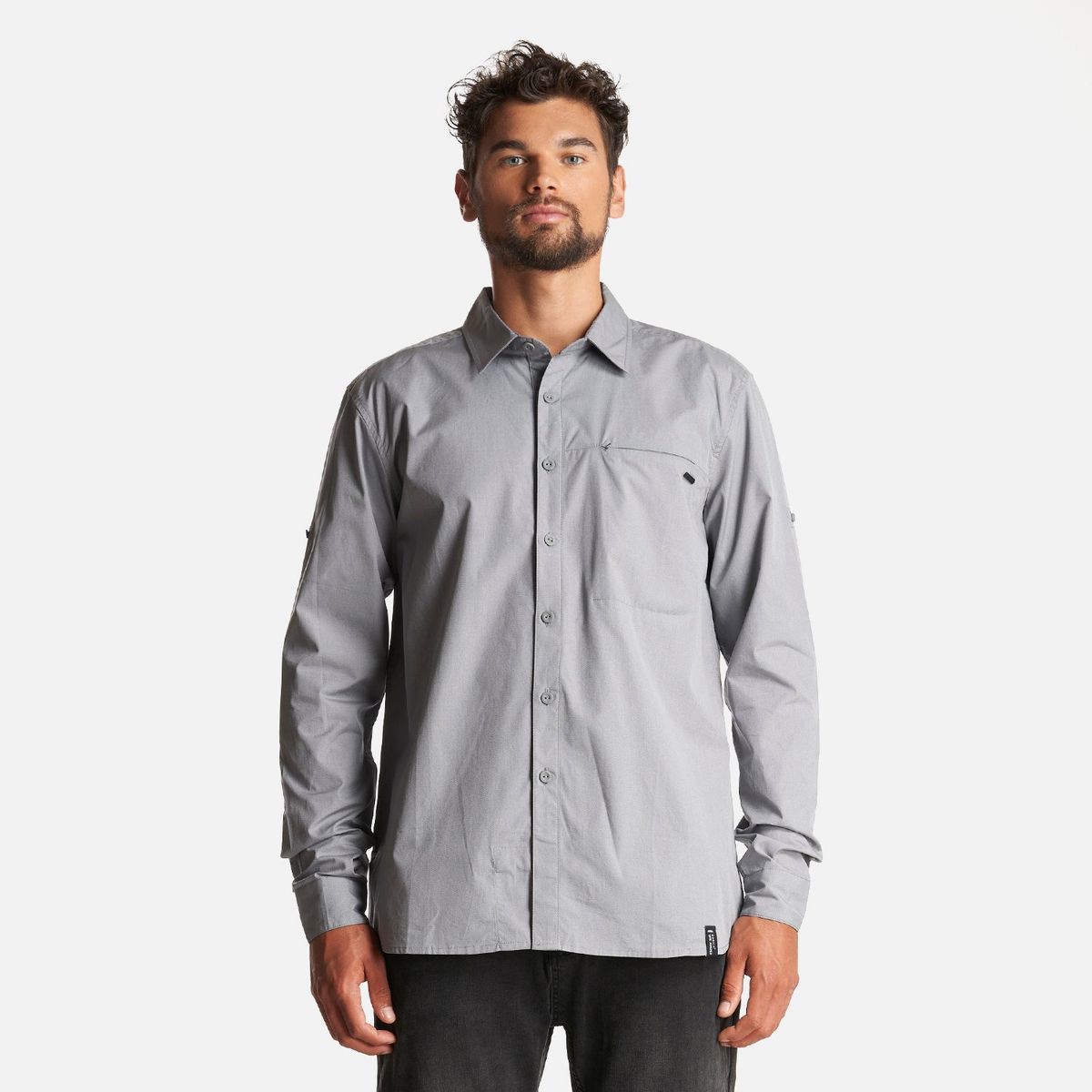 LIPPI - Camisa Hombre Alloy Long Sleeve Shirt Melange Gris Oscuro Lippi