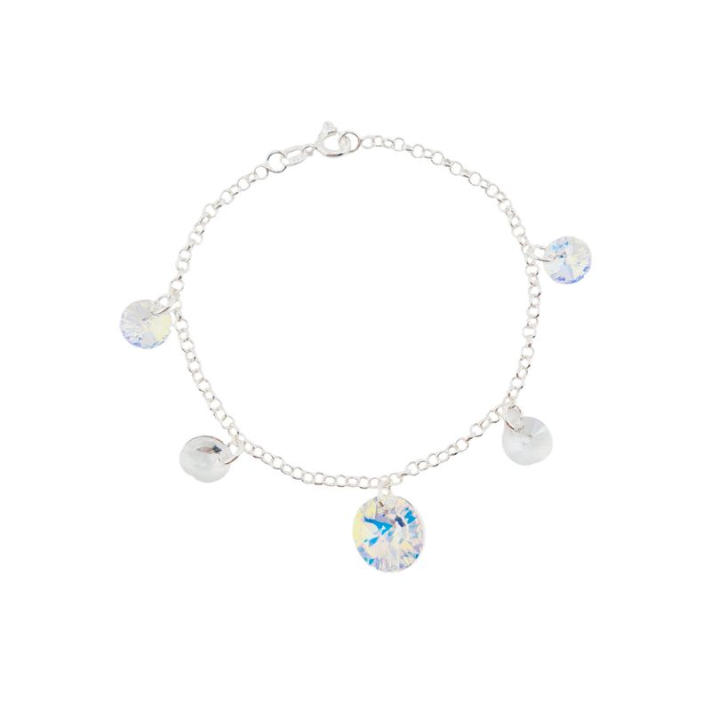 JOYAS MONTERO - Pulsera Nepal Plata Italiana 925 Cristal Genuino Aurora Boreal.