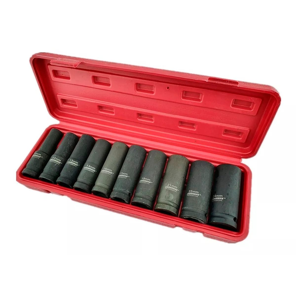 GENERICO - Juego Caja Dados Impacto 1/2 Pulgada 10 Piezas Crownman