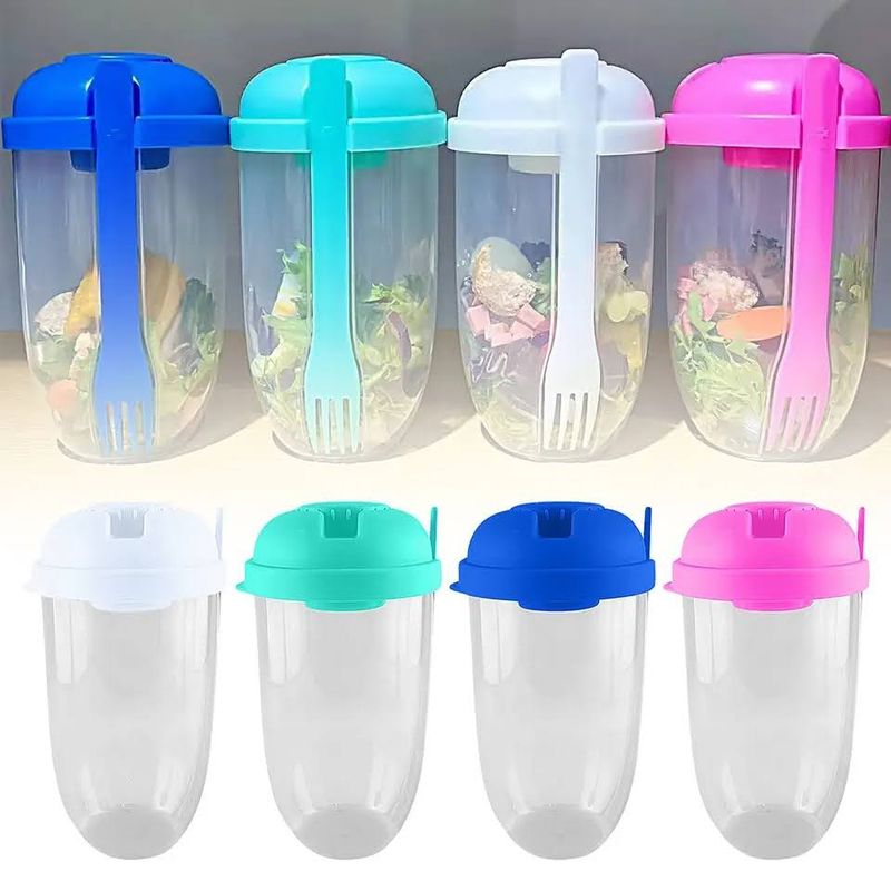 GENERICO - Tapper Contenedor Para Ensalada con Salsero y Cubierto 1000ml