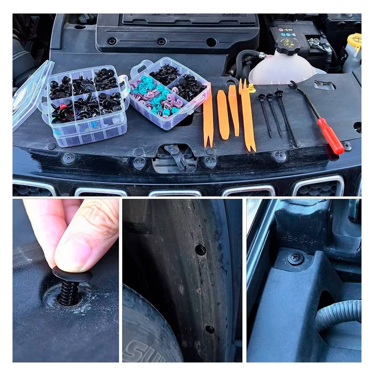 GENERICO - Kit 725 Clip Broche Retencion Plastico Auto Lata Tapabarro