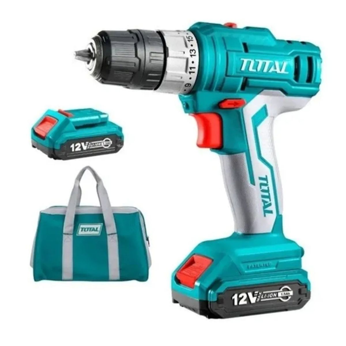 TOTAL TOOLS - Taladro Atornillador Inalambrico 12v 2 bateria