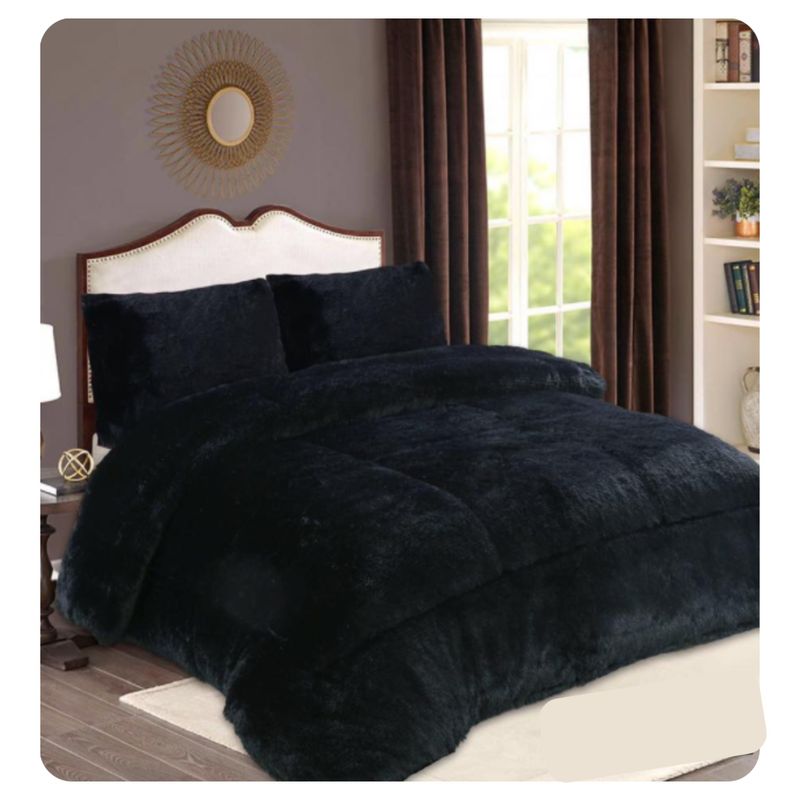 GENERICO - PLUMON NEGRO PELUDITO CON CHIPORRO INVIERNO SUPER KING 250X270 GSOL