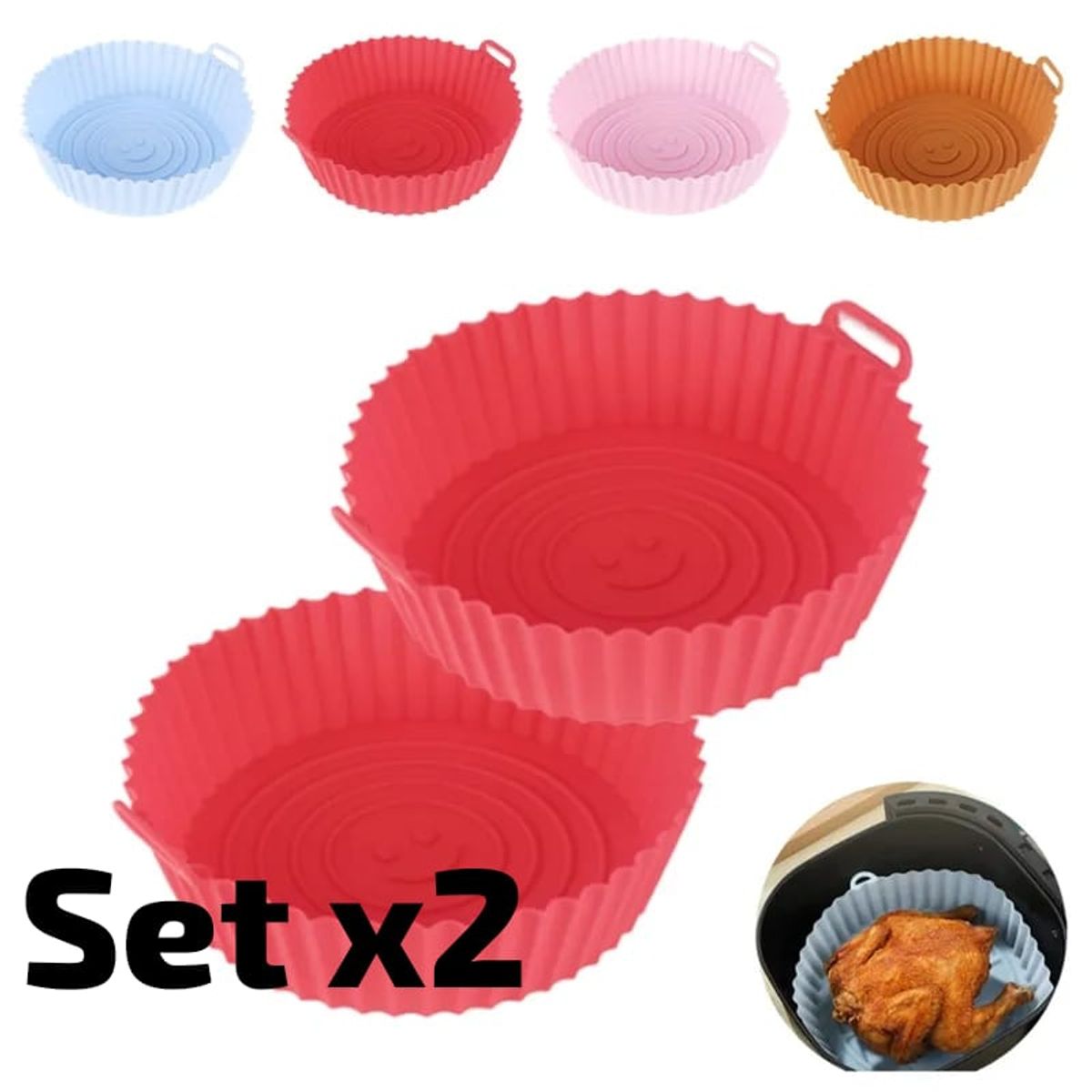 GENERICO - Set X2 Bandeja Anti Adherente Silicona Freidora Aire