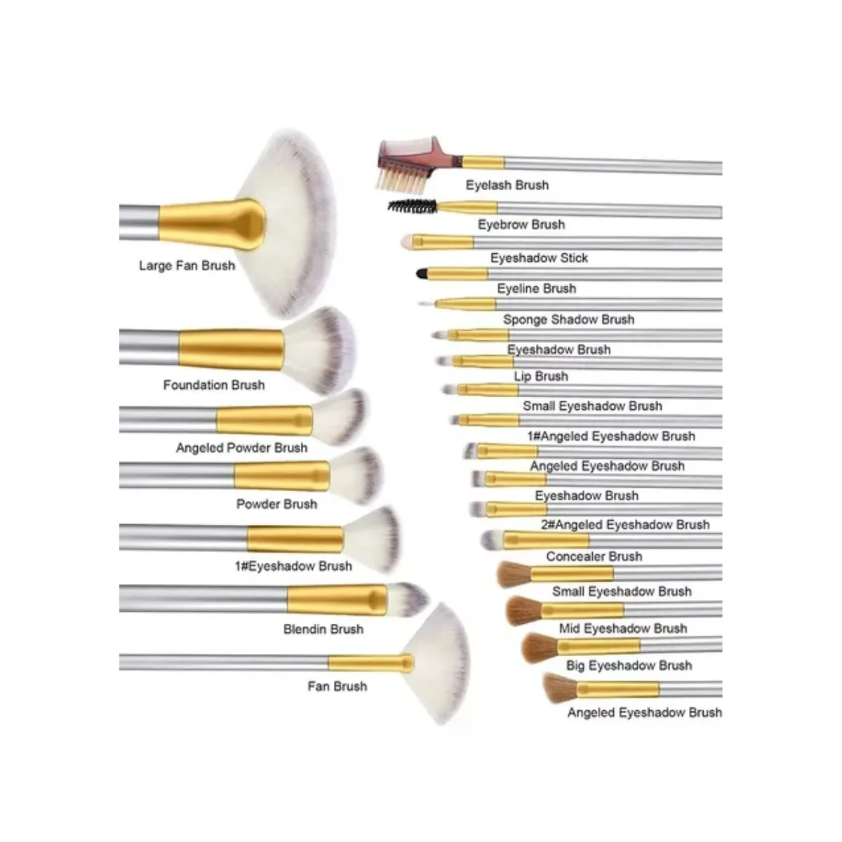 GENERICO - Manta Blanca Set Profesional 24 Brochas  Maquillaje Gms