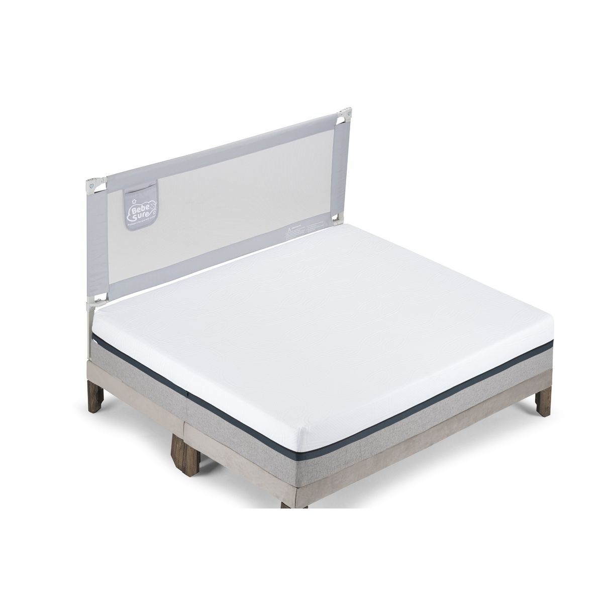 BEBE SURE - Baranda de seguridad 200 cms color gris colchones altos