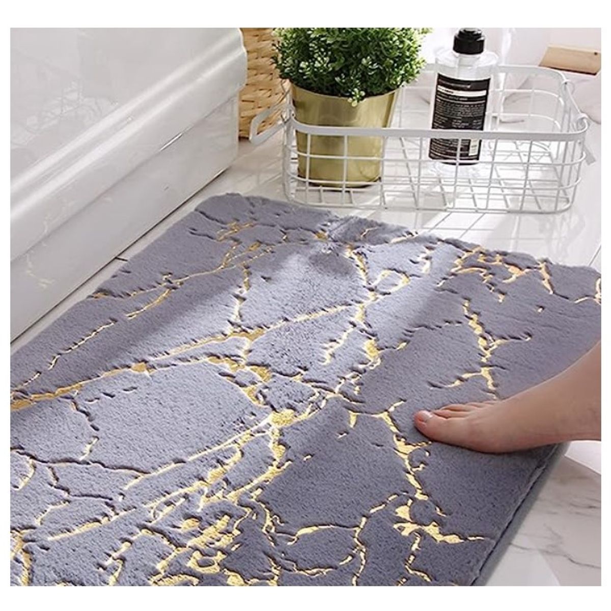 GENERICO - Bajada de Cama Pasillera Soft Gris con Dorado 60X160 Cm