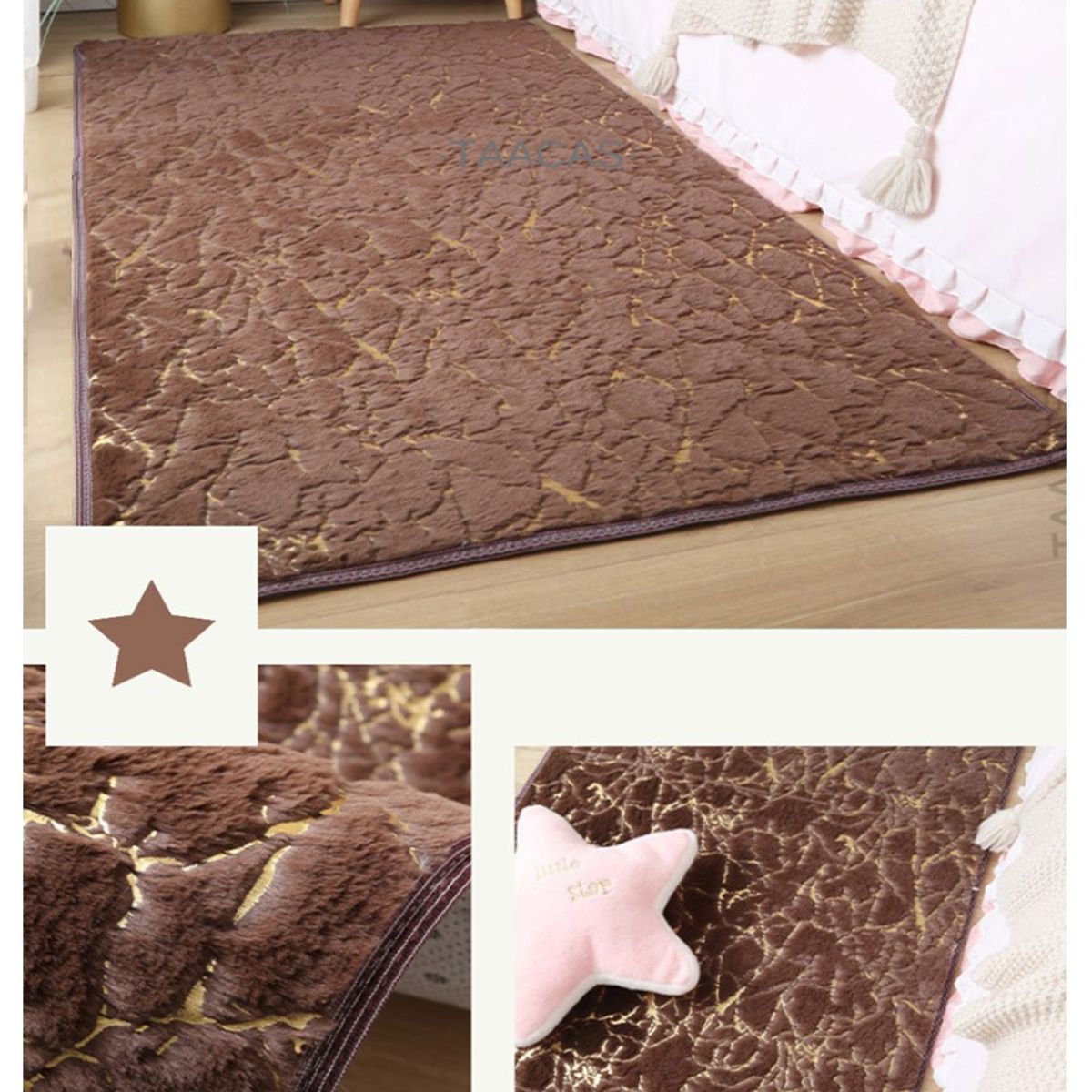 GENERICO - Bajada de Cama Pasillera Soft Café con Dorado 60X160 Cm