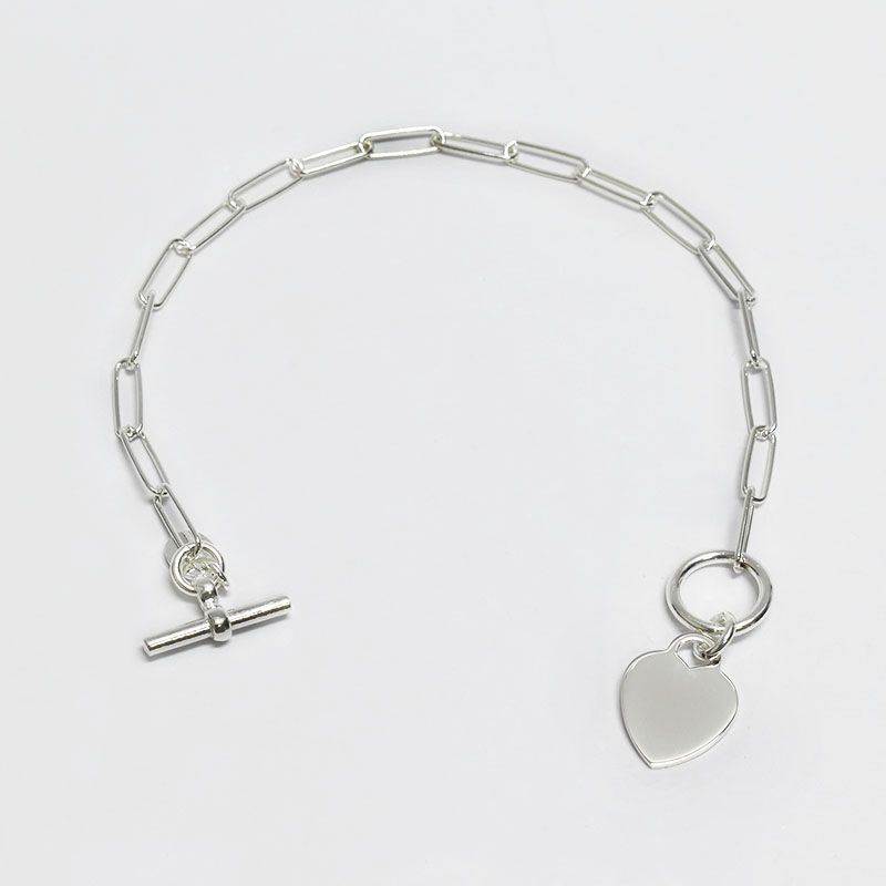ROSETT - Pulsera limada con colgante de corazón Plata 925