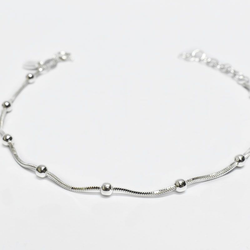 ROSETT - Pulsera cola de ratón con esferas Plata ley 925