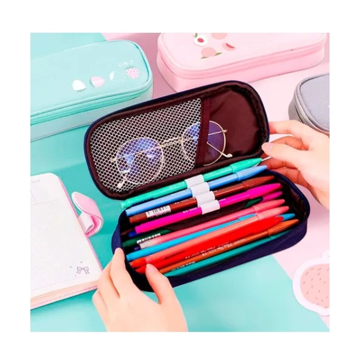 OFERTABKN - Estuche De Lápices Para Oficina Y Escuela Azul marino