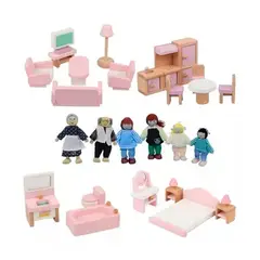 GENERICO - Casa De Muñecas De Madera Muebles Niñas 22 Piezas