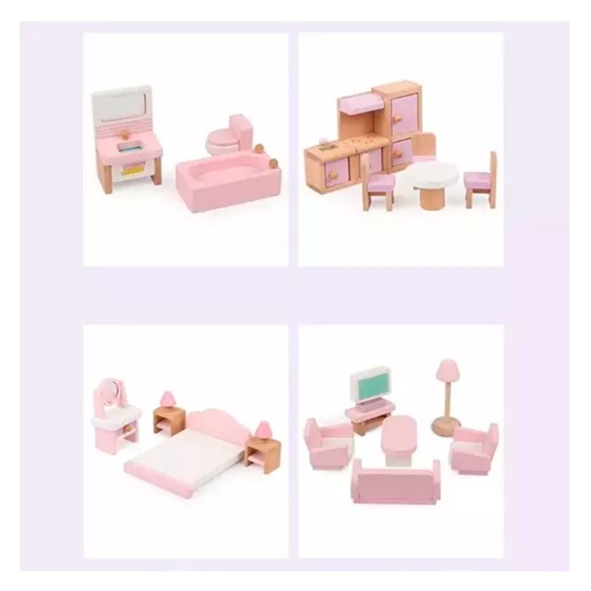 GENERICO - Casa De Muñecas De Madera Muebles Niñas 22 Piezas