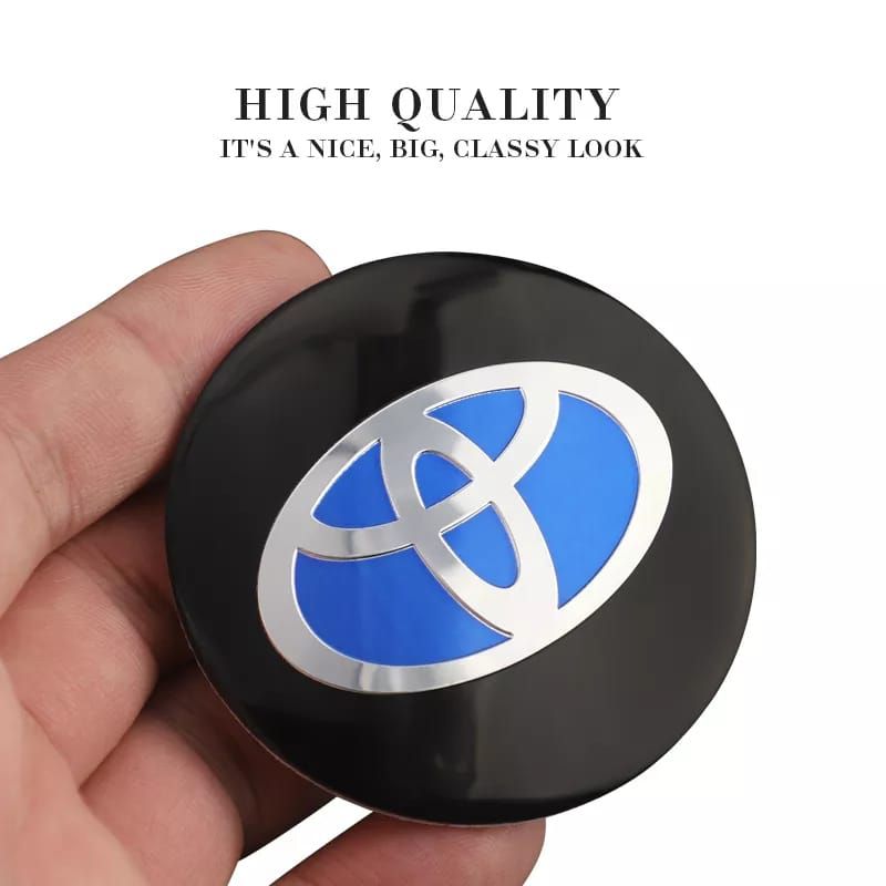 GENERICO - Set X4 Tapa centro Llantas auto 60mm TOYOTA NEGRO L AZUL