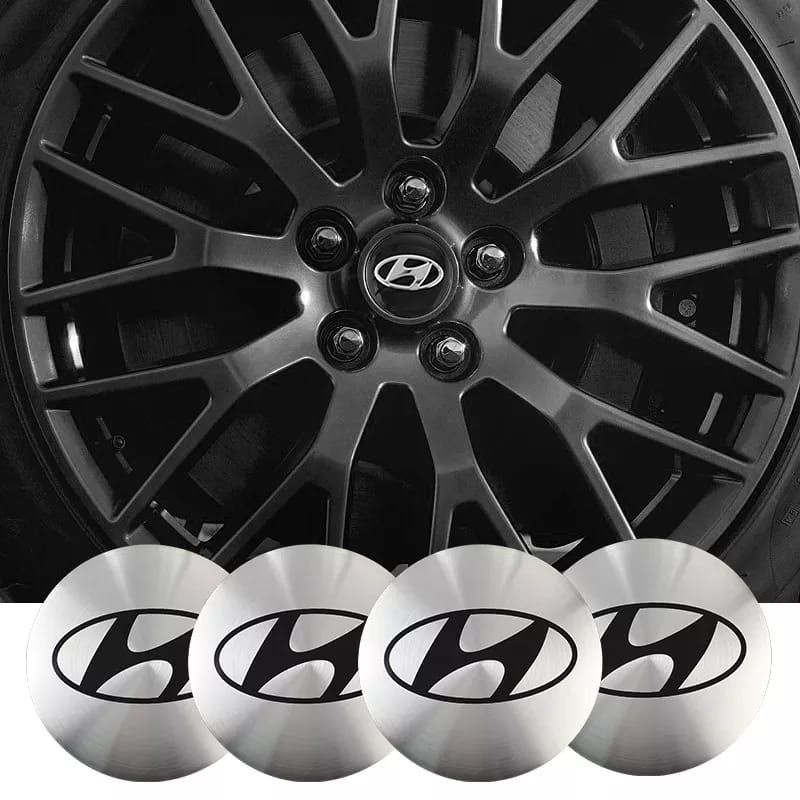 GENERICO - Set X4 Tapa centro Llantas auto 60mm HYUNDAI PLATA NEGRO