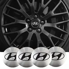 GENERICO - Set X4 Tapa centro Llantas auto 60mm HYUNDAI PLATA NEGRO
