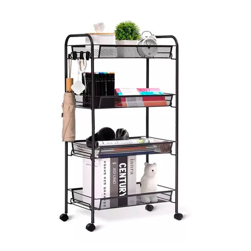 GENERICO - Carrito Organizador Ruedas Multiuso 4 Niveles Negro