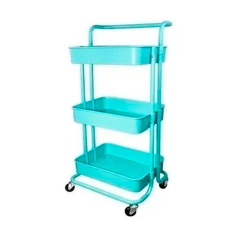 GENERICO - Carrito De Almacenamiento Organizador 3 Niveles Con Ruedas Celeste
