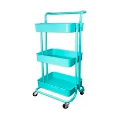 GENERICO - Carrito De Almacenamiento Organizador 3 Niveles Con Ruedas Celeste