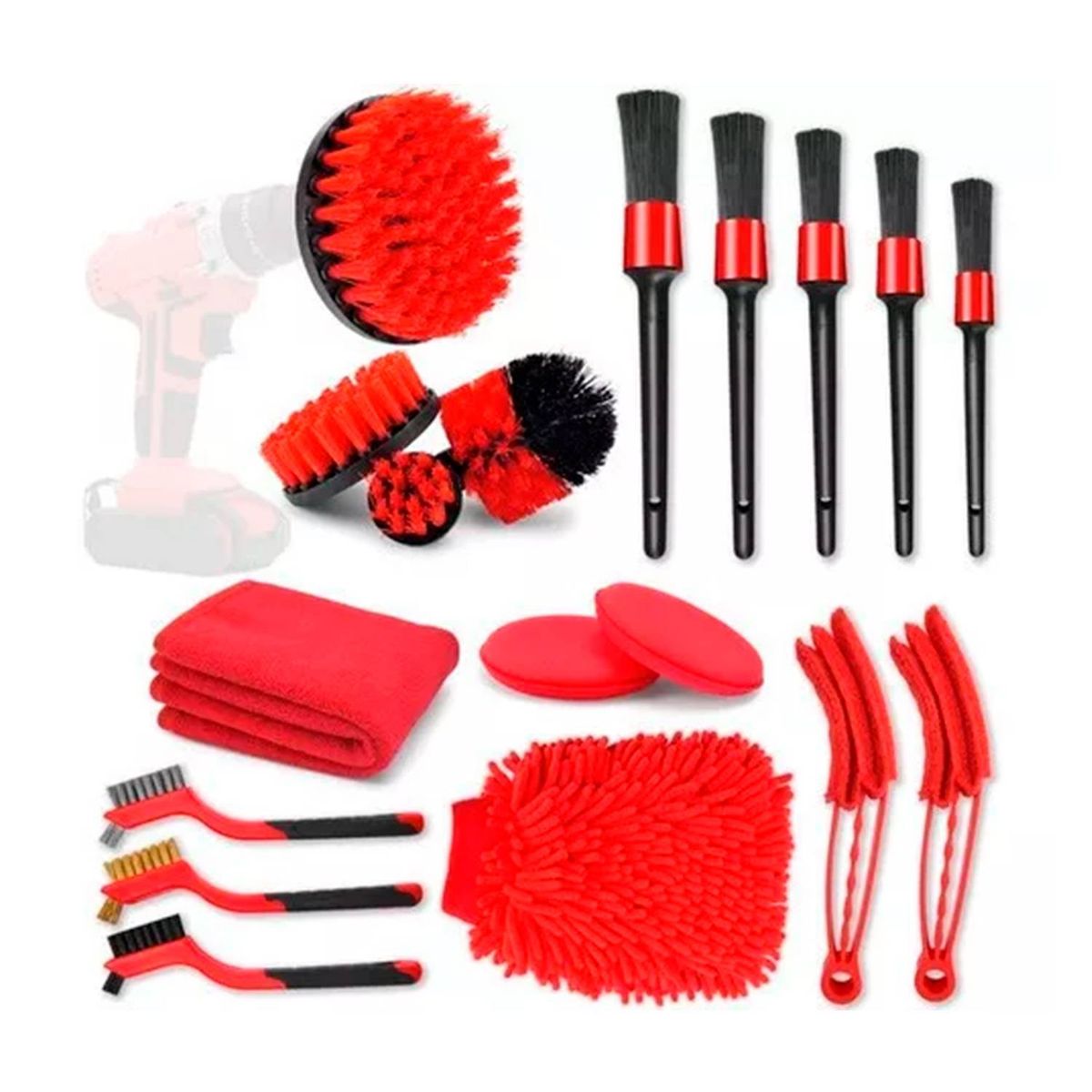 GENERICO - Kit 18 Piezas Limpieza Para Auto Interior Exterior