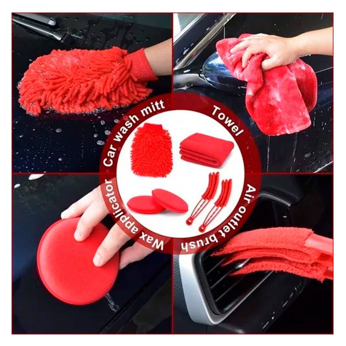 GENERICO - Kit 18 Piezas Limpieza Para Auto Interior Exterior