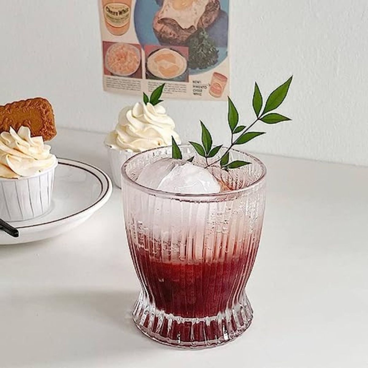 GENERICO - Set 6 Vasos de cristal 290ml diseño de rayas elegante…