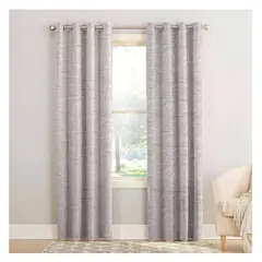 GENERICO - Cortina Blackout 2 Paños De 140x220cm Textura Lino Gris Claro