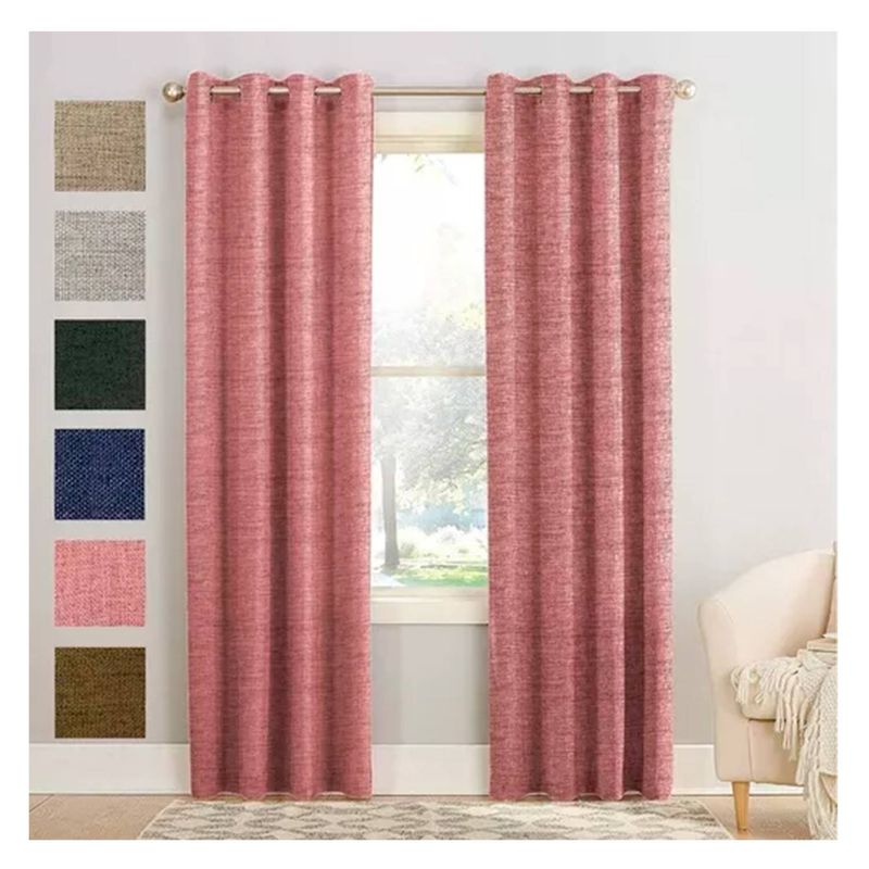 GENERICO - Cortina Blackout 2 Paños De 140x220cm Textura Lino Rosado
